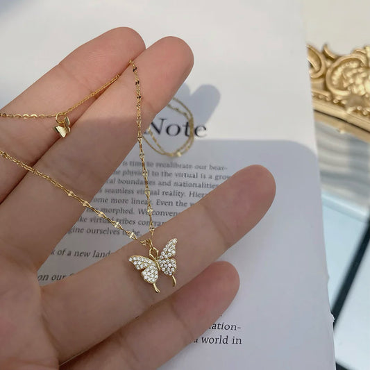 Double Butterfly & Pendant Necklace