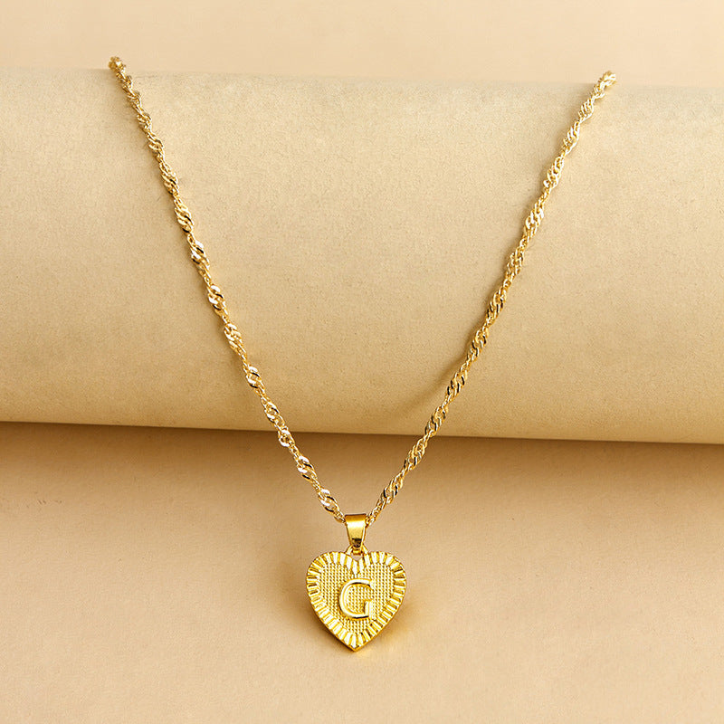 Initial Letter & Heart Necklace
