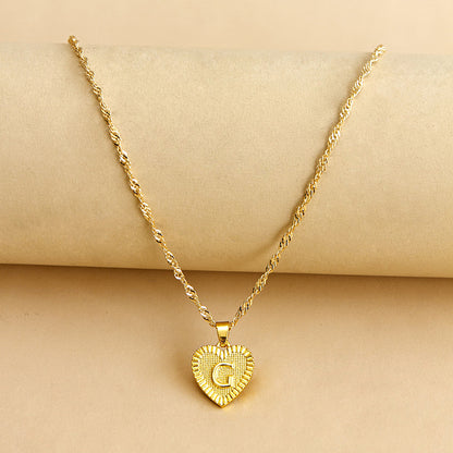 Initial Letter & Heart Necklace