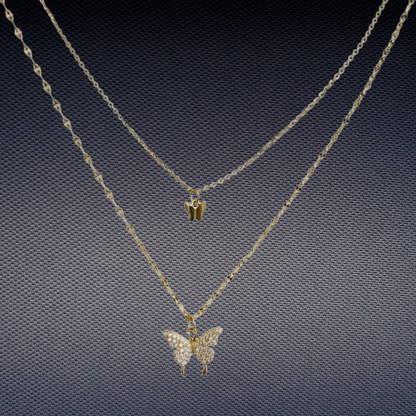 Double Butterfly & Pendant Necklace