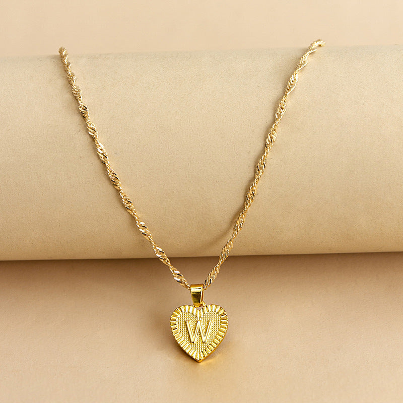Initial Letter & Heart Necklace