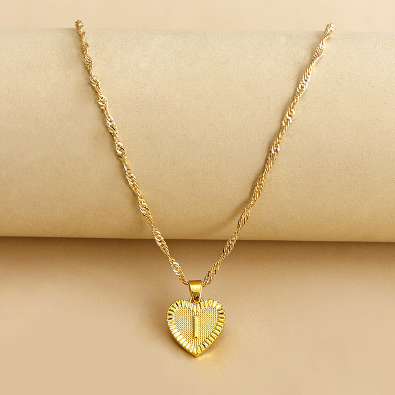Initial Letter & Heart Necklace