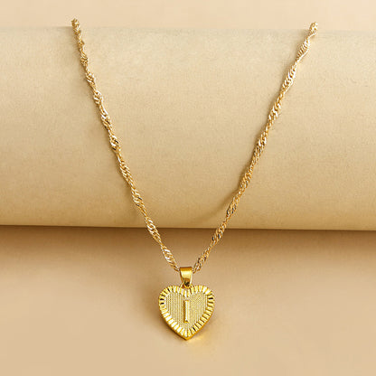 Initial Letter & Heart Necklace