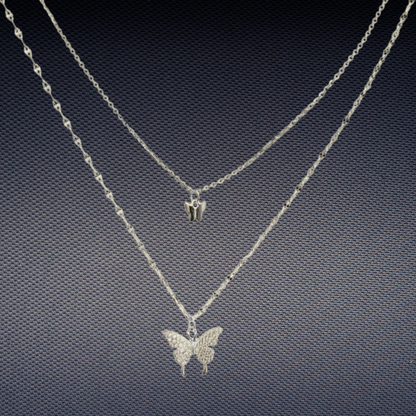 Double Butterfly & Pendant Necklace