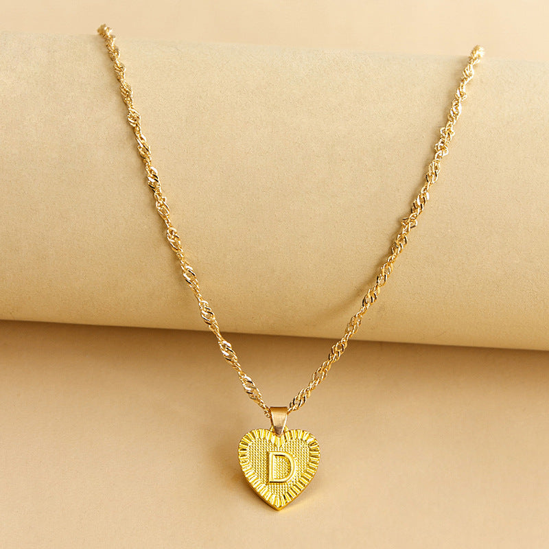 Initial Letter & Heart Necklace