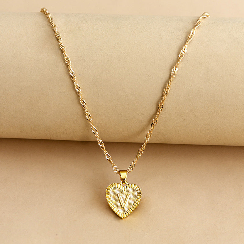 Initial Letter & Heart Necklace