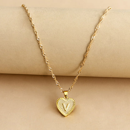 Initial Letter & Heart Necklace
