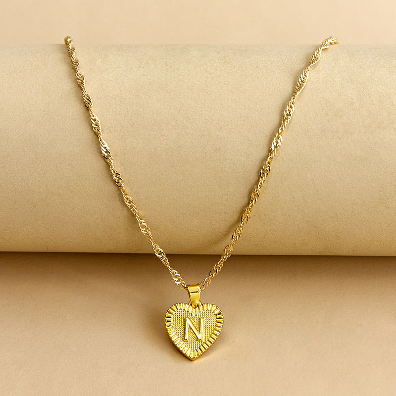 Initial Letter & Heart Necklace