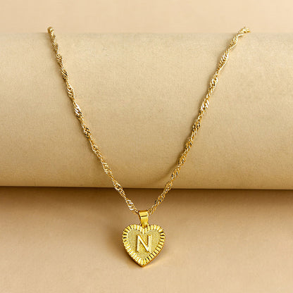 Initial Letter & Heart Necklace