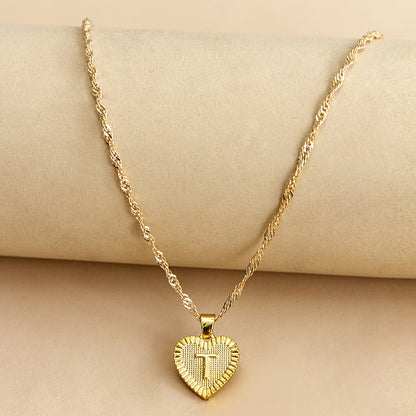 Initial Letter & Heart Necklace