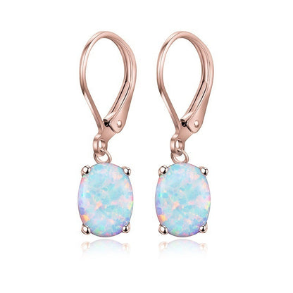 Oval Opal & Claw Earrings