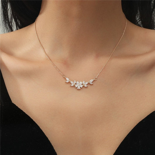 Zircon Flower & Choker Necklace