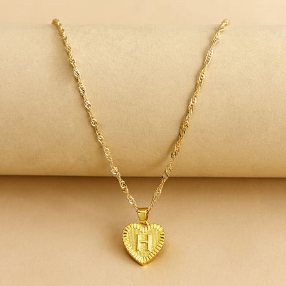 Initial Letter & Heart Necklace
