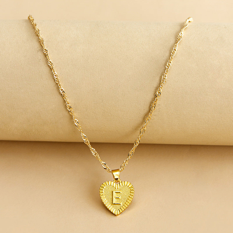Initial Letter & Heart Necklace