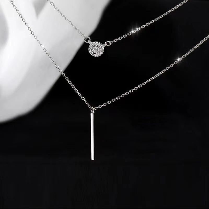 Silver Double & Chain Necklace
