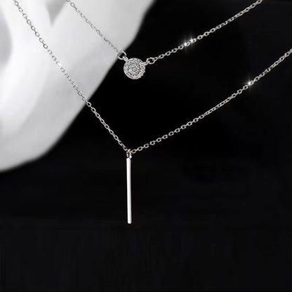 Silver Double & Chain Necklace