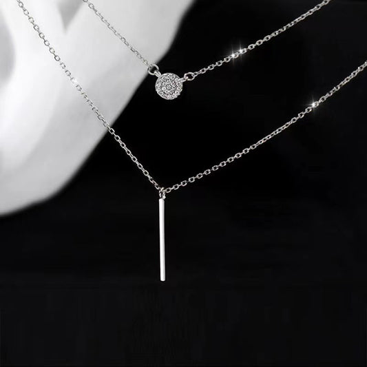 Silver Double & Chain Necklace