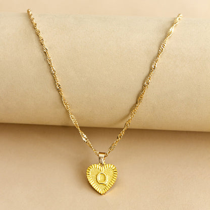Initial Letter & Heart Necklace