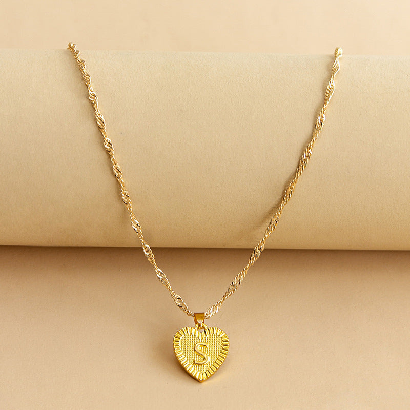 Initial Letter & Heart Necklace