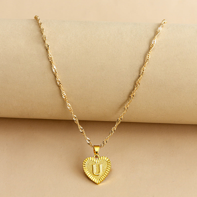 Initial Letter & Heart Necklace