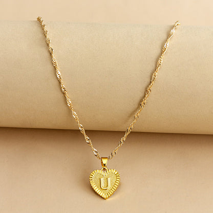 Initial Letter & Heart Necklace