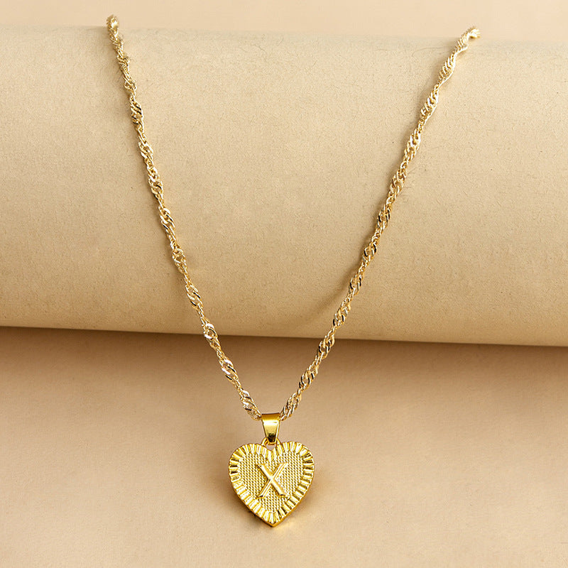 Initial Letter & Heart Necklace