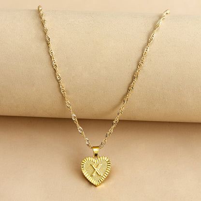 Initial Letter & Heart Necklace