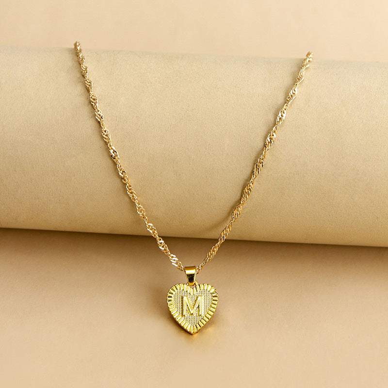 Initial Letter & Heart Necklace