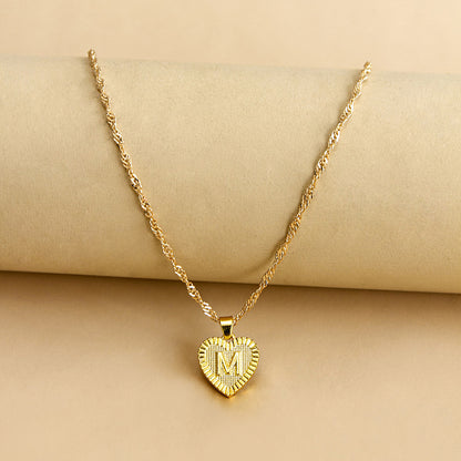 Initial Letter & Heart Necklace