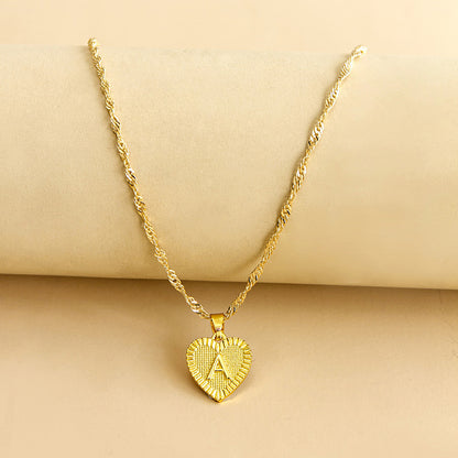 Initial Letter & Heart Necklace