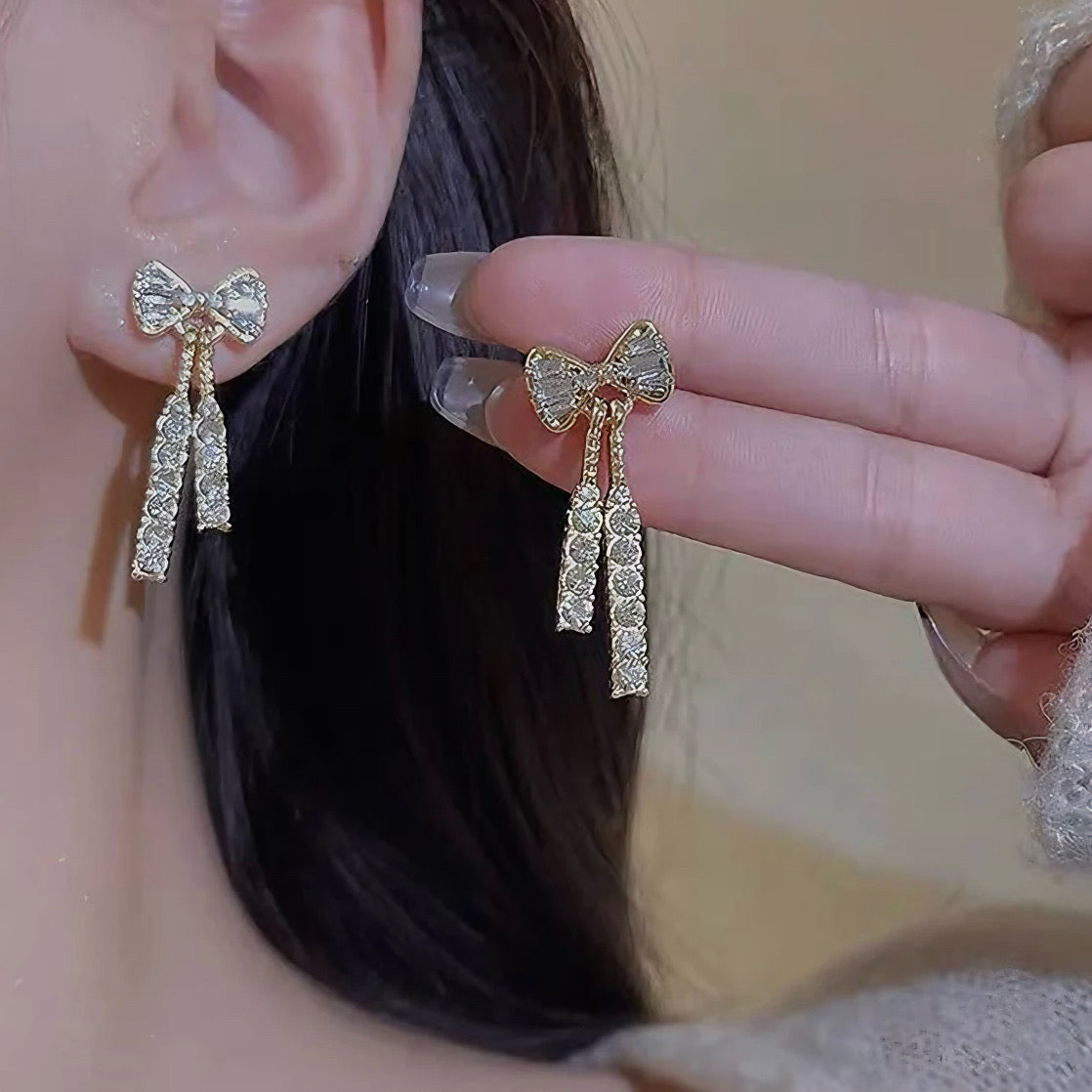 Rhinestone Butterfly & Earrings Set