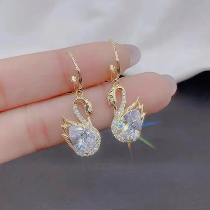 Rhinestone Swan & Earrings Set