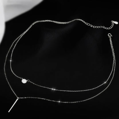 Silver Double & Chain Necklace
