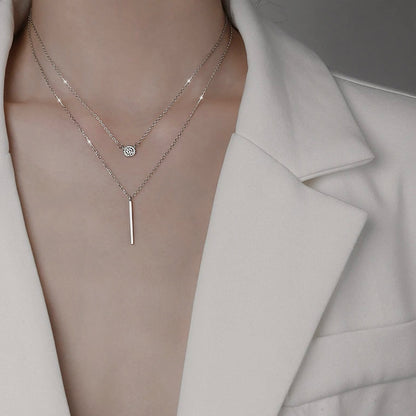 Silver Double & Chain Necklace