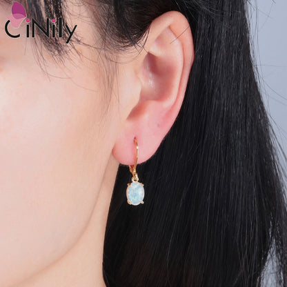 Oval Opal & Claw Earrings
