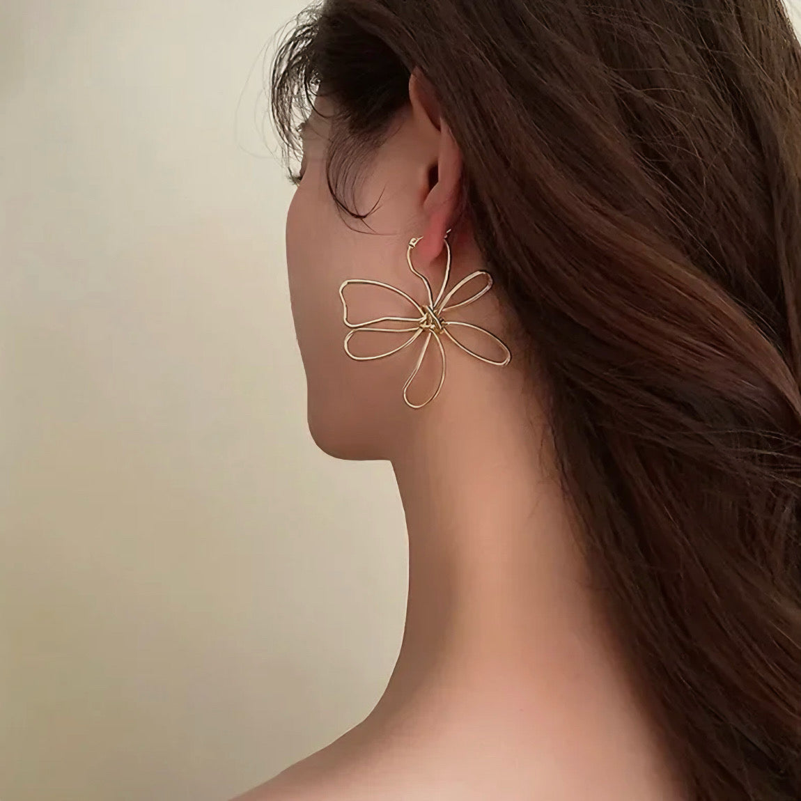 Retro Flower & Line Earrings