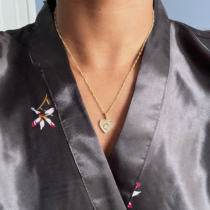 Initial Letter & Heart Necklace