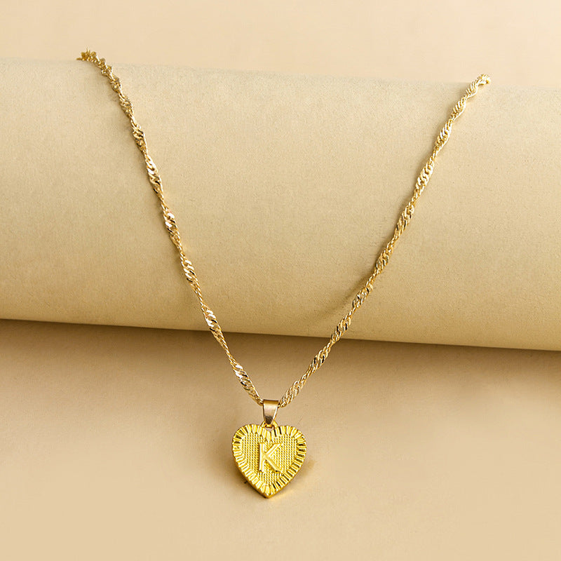Initial Letter & Heart Necklace
