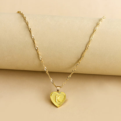 Initial Letter & Heart Necklace