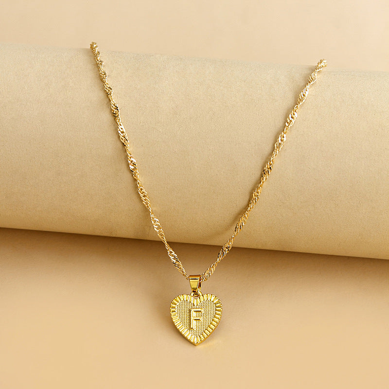 Initial Letter & Heart Necklace