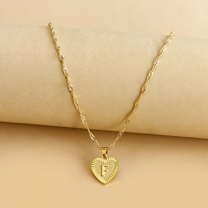 Initial Letter & Heart Necklace