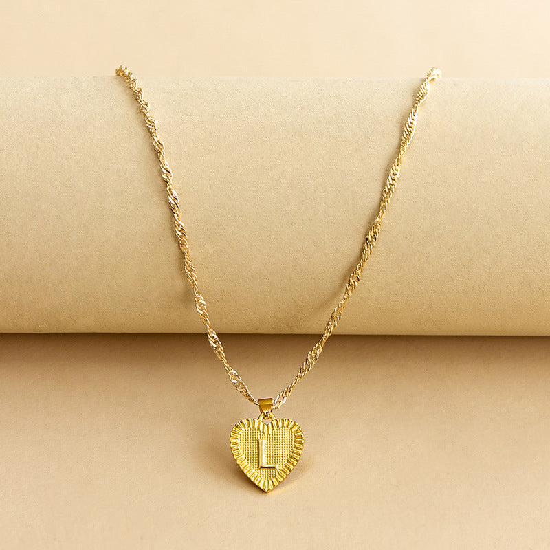 Initial Letter & Heart Necklace