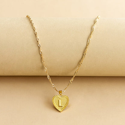 Initial Letter & Heart Necklace
