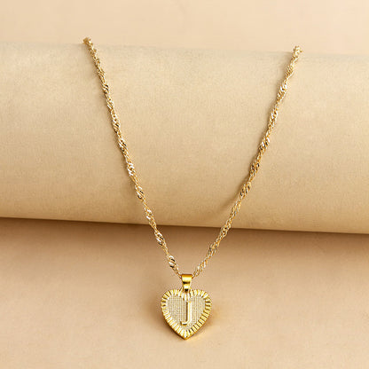 Initial Letter & Heart Necklace