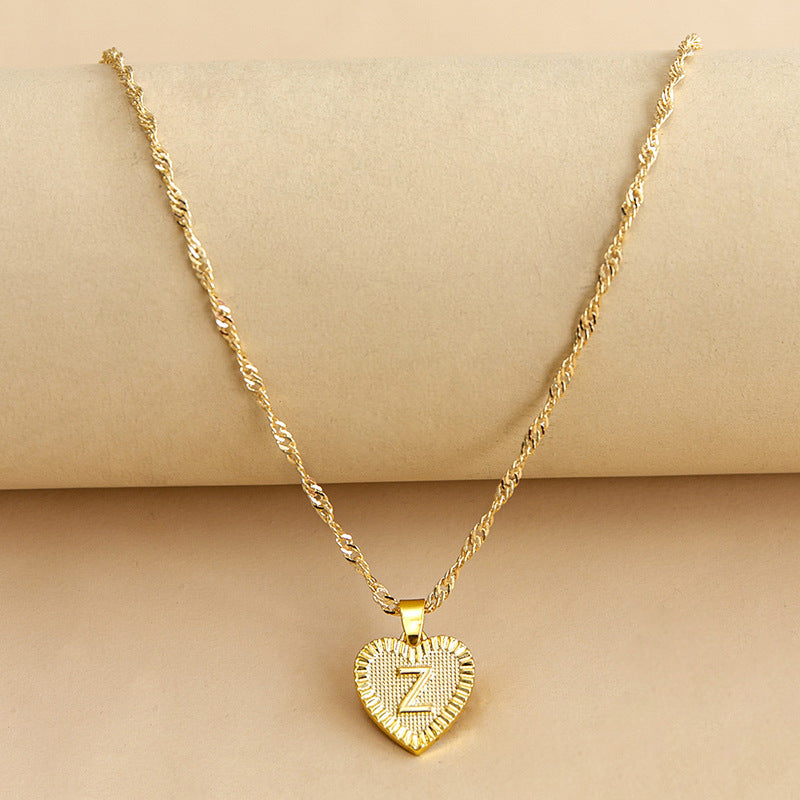 Initial Letter & Heart Necklace