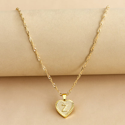Initial Letter & Heart Necklace
