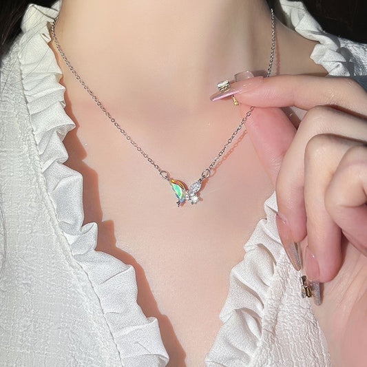 Colorful Butterfly & Pendant Necklace