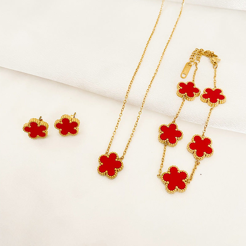 Five-Leaf Flower & Jewelry Set