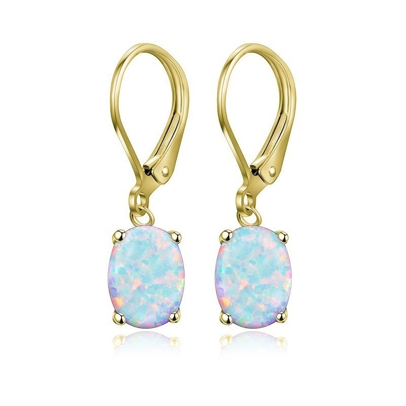 Oval Opal & Claw Earrings