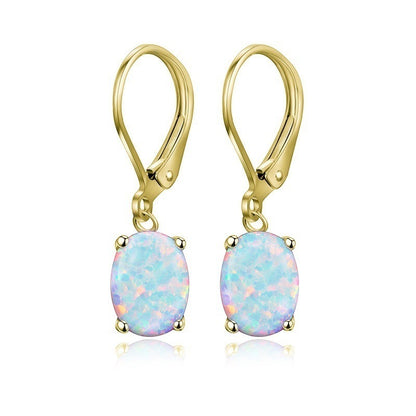 Oval Opal & Claw Earrings